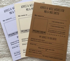 A5 Wedding Words of Wisdom Advice Trivia Bride & Groom Game Favour (A5 S102) - Picture 1 of 3