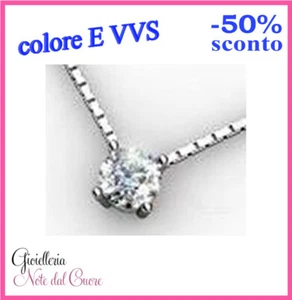 CIONDOLO PUNTO LUCE ORO BIANCO DIAMANTE NATURALE E VVS 0.35 CARATI CERTIFICATO - Imagen 1 de 4