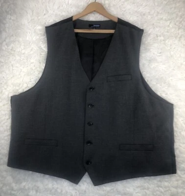 NUEVO SIN ETIQUETAS Chaleco Formal de Negocios de Murano para Hombres Gris Oscuro Grande y Alto 3XL 5 Botones Frontales Foto 1 de 4