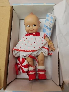 8" Kewpie "Peppermint Swirl" Ceramic Doll Christmas Unused with Peppermint Hat - Picture 1 of 3