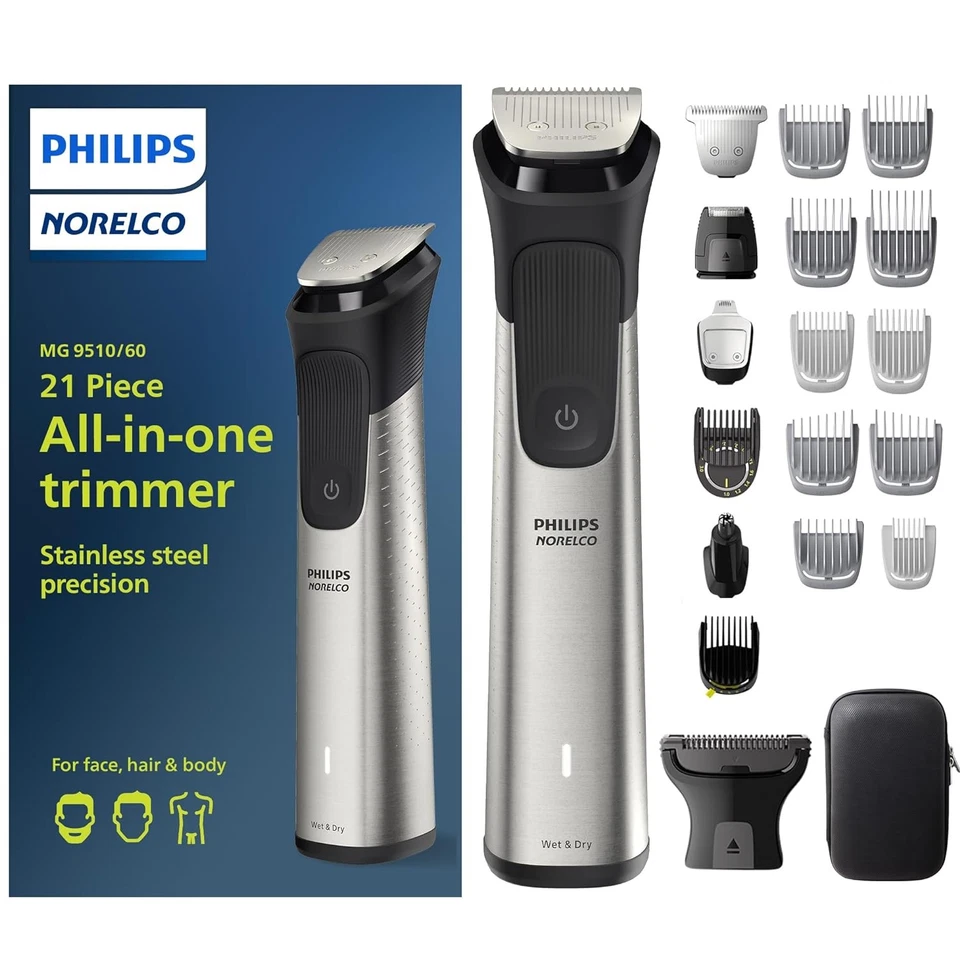 Philips Norelco Multigroom 9000 Men's Electric Hair and Beard Trimmer MG9510/60