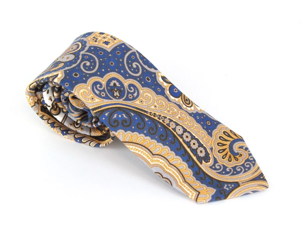 SUITSUPPLY Blue Tie ~150x8cm Graphic Pattern Cotton Silk Blend Pointed-End * - Image 1 of 4