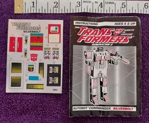 Pegatinas vintage G1 Transformer Sliverbolt + instrucciones FALTA UNA - Imagen 1 de 11