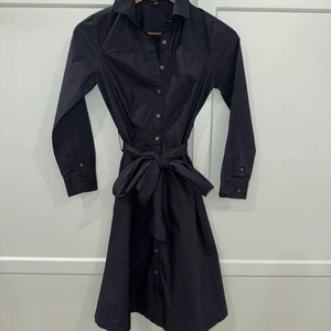 J. Crew Damen Hemdblusenkleid Gr. 00 Schwarz Langarm Button Down Bindeband Taille - Bild 1 von 8