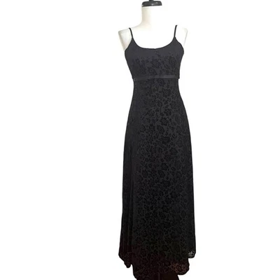 Vintage Floral Burnout Velvet Babydoll Maxi Dress XS Whimsigoth Fairy Grunge Y2K - Image 1 of 4