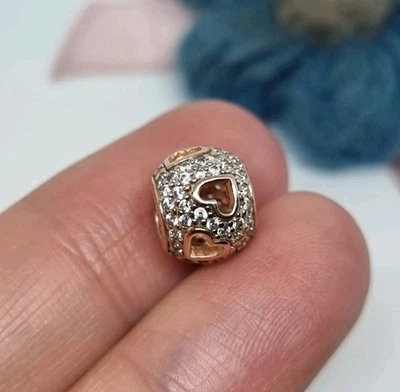 Genuino Pandora Oro Rosa Cayendo Corazones Dije 💕 ALE R Foto 1 de 4