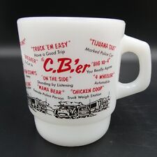 Vintage Fire King CBer Truck Driver Coffee Mug Cup Milk Glass CB Radio Trucking