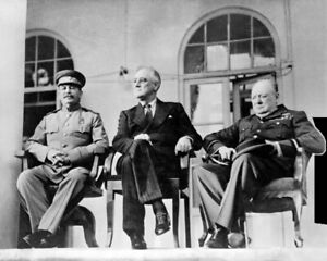 Poster: Roosevelt, Stalin, Churchill, Russian Embassy in Teheran, 1943