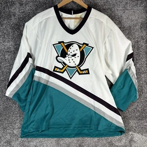 Vintage Anaheim Mighty Ducks Trikot Größe Large CCM NHL Neu mit Etikett Deadstock neu aus altem Lagerbestand Fehler - Bild 1 von 10