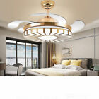 42'' LED Ceiling Fan Light 4 Retractable Blades Chandelier Fan Lamp with Remote