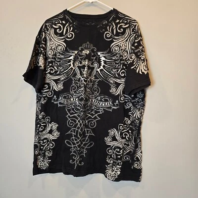 Konflic Shirt Graphic Print Eagle Crown Black Short Sleeve Mens - Image 1 of 4