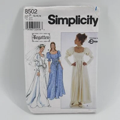 Simplicity Renaissance Wedding Gown 12 14 16 Sewing Pattern UC 8502 Costume - Image 1 of 3