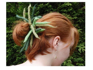 Green Dreadlock Hair Scrunchie - Handmade Wool Dreads Elasticated for Ponytail - Picture 1 of 4