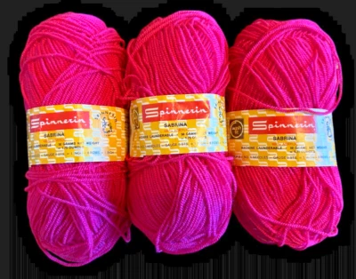 Fio NOS 3 novelos giratório Sabrina acrílico 1848 rosa quente 50g feito na Suíça - Imagem 1 de 4