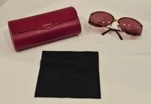 Sunglasses Cartier Pasha De Santos Rimless Gold Purple Rose  3798744 Case cloth - Picture 1 of 24