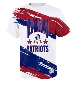 New England Patriots T Shirt Youth Boys XL Mitchell & Ness Throwbacks Tee White - Picture 1 of 3