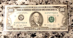 *RARE 1977 SERIES $100 BILL PRINT MISALIGNMENT ERROR NOTE - Picture 1 of 6