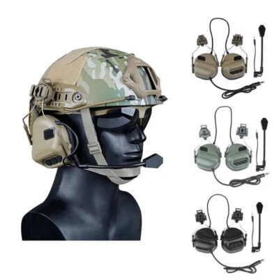 Military Tactical Headsets W/ Helmet Rail Hunting Noise Reduction Ear Headphone  - Image 1 of 4