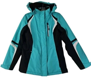 MAGELLAN OUTDOORS~Woman Size S~ Turquiose/Black Zip-Up Hooded Coat Winter Jacket - Picture 1 of 11