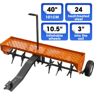 40" Lawn Aerator Tow Behind 330Lbs Load with Universal Hitch Lawn Plug Aerator - Image 1 of 4