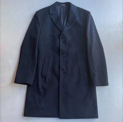 Tommy Hilfiger Mens size 38R Addison Wool Blend Over Coat Blue 3 Button Front - Image 1 of 4