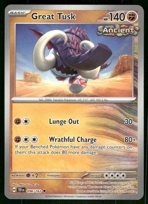 Great Tusk - 096/162 Uncommon Normal NM Pokemon SV05: Temporal Forces - Image 1 of 2