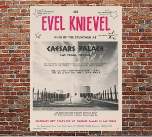 Rare 1967 Evel Knievel Caesars Palace Jump Ad Original Mini Poster Las Vegas Ads - Picture 1 of 7