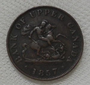 1857 CANADA COPPER HALFPENNY BANK TOKEN - Picture 1 of 2