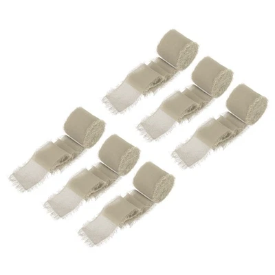 Chiffon Ribbon, 1.5"x7 Yard Silk Light Brown Tulle Satin Fabric Ribbon,6pcs Foto 1 de 4