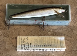 VINTAGE RAPALA 9S HOPEA SILVER FISHING LURE 3 1/2 IN BOX PAPERS MADE IB FINLAND - Picture 1 of 11