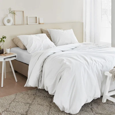 Bedding House Organic Cotton Basic White Quilt Cover Set King - image 1 of 3