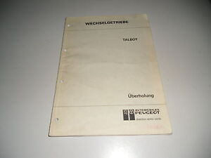 Manual de Taller Talbot Caja de Cambios Revisión 08/1984