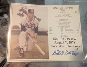 Eddie Mathews Signed HOF Licensed 8x10 Milwaukee Braves Super Card Photo - Picture 1 of 1