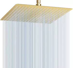16 Inch Brushed Gold Large Rain Shower Head Ceiling Mount - All Metal 304 Stainl - Picture 1 of 7
