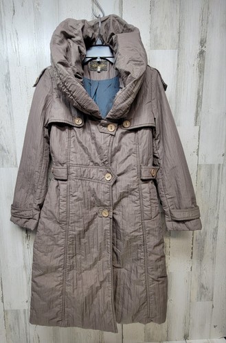 Kenzo Cappotto Donna Piccolo Marrone Lungo Trapuntato Puffer Invernale