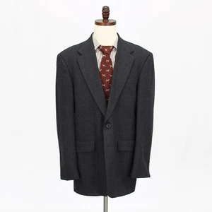 Oscar de la Renta 44L Gray Sport Coat Blazer Jacket Check 2B Wool - Picture 1 of 11