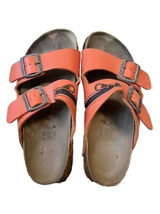 Vintage 80s Papillio Sandals By Birkenstock Orange Zipper Women’s 7 Mens 5 - Picture 1 of 8