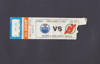1982-83 EDMONTON OILERS VS DEVILS WAYNE GRETZKY TICKET STUB 12/17/82 GOAL #224 + - Image 1 of 2