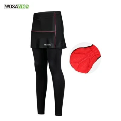 Women's Mountain Bike 2-in-1 Padded Pants with Skirt Sport Slim Trousers Foto 1 de 4