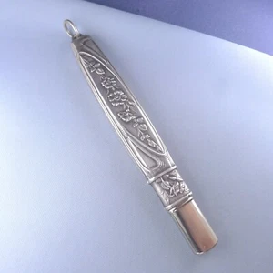Art Nouveau Pencil Holder / Silver Plated Chatelaine Pendant Case - Picture 1 of 5