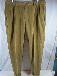 Polo Ralph Lauren Mens Cordury Sz 38x30 Hammond Pants Pleated Cuffed - Picture 1 of 9