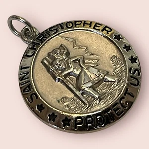 Vintage St Christopher Protect Us Prayer Chapel Sterling Silver Filled Catholic - Picture 1 of 6