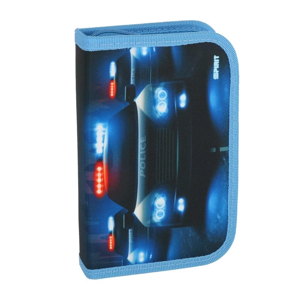 SPIRIT Mäppchen 28teilig Polizei Jungen Federtasche Etui gefüllt Schwarz Blau