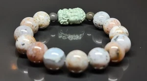 Chunky Ocean Jasper Bracelet with Unique Alashan Indian Buddha - Picture 1 of 15