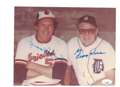 Brooks Robinson Orioles George Kell Tigers Baseball HOF Signed 8x10 Photo JSA - Image 1 of 2