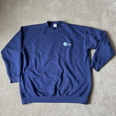 AT&T ATT Vintage Mens XL Employee Staff Navy Blue Sweatshirt USA Embroidered - Image 1 of 3
