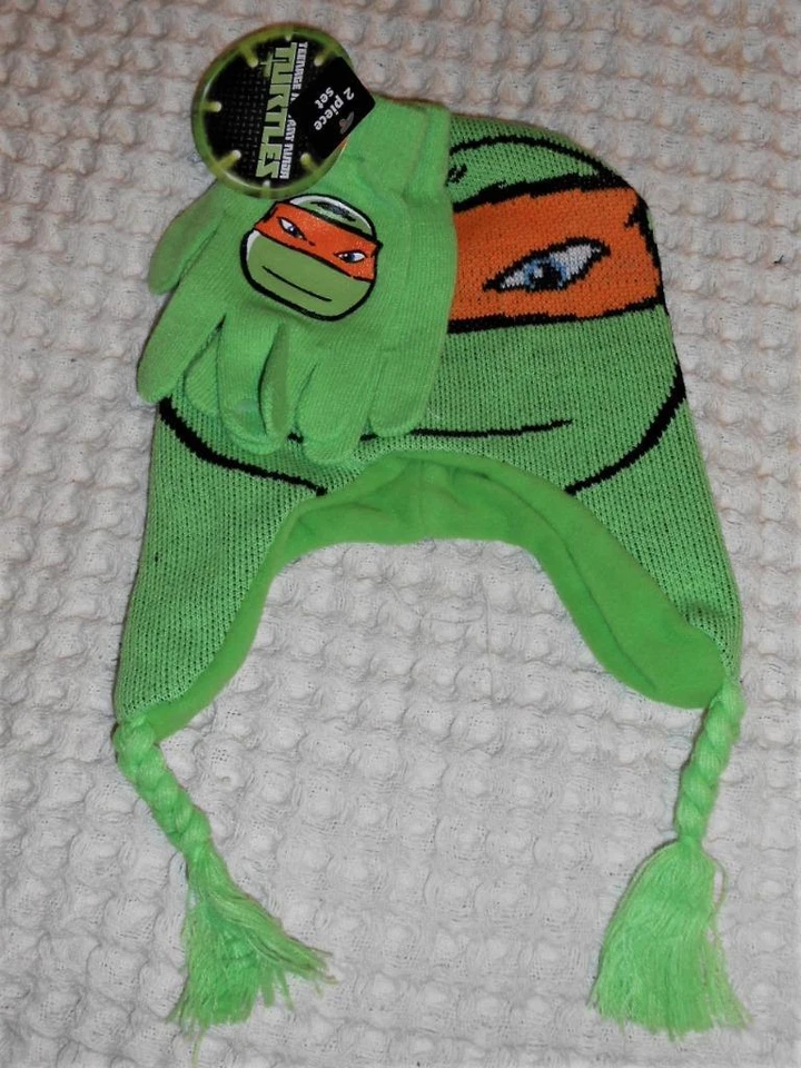 Nickelodeon Teenage Mutant Ninja Turtles Hat Beanie Glove Set Michelangelo S212 - Imagem 1 de 1