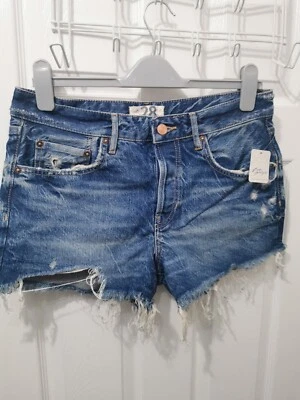 Free People Good Times Relaxed Denim Shorts Blue Size 27 - Image 1 of 4