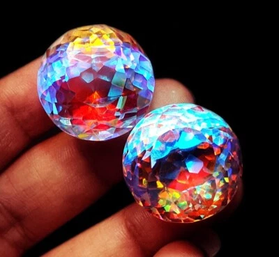 Mystic Quartz Between 45 to 55 Ct Certified Pair Loose Gemstone With Free Gift - Image 1 of 4