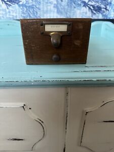 Antique Vintage 1950’s - 60’s Oak Library Card Catalog Drawer With Finger Pull